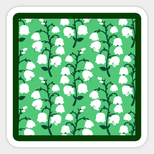 Lily of the Valley Pattern in Emerald Color Background Sticker